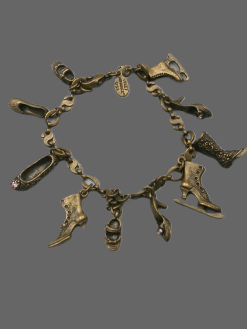 Sweet Romance Shoe Crazy Charm Bracelet, Victorian Vintage
